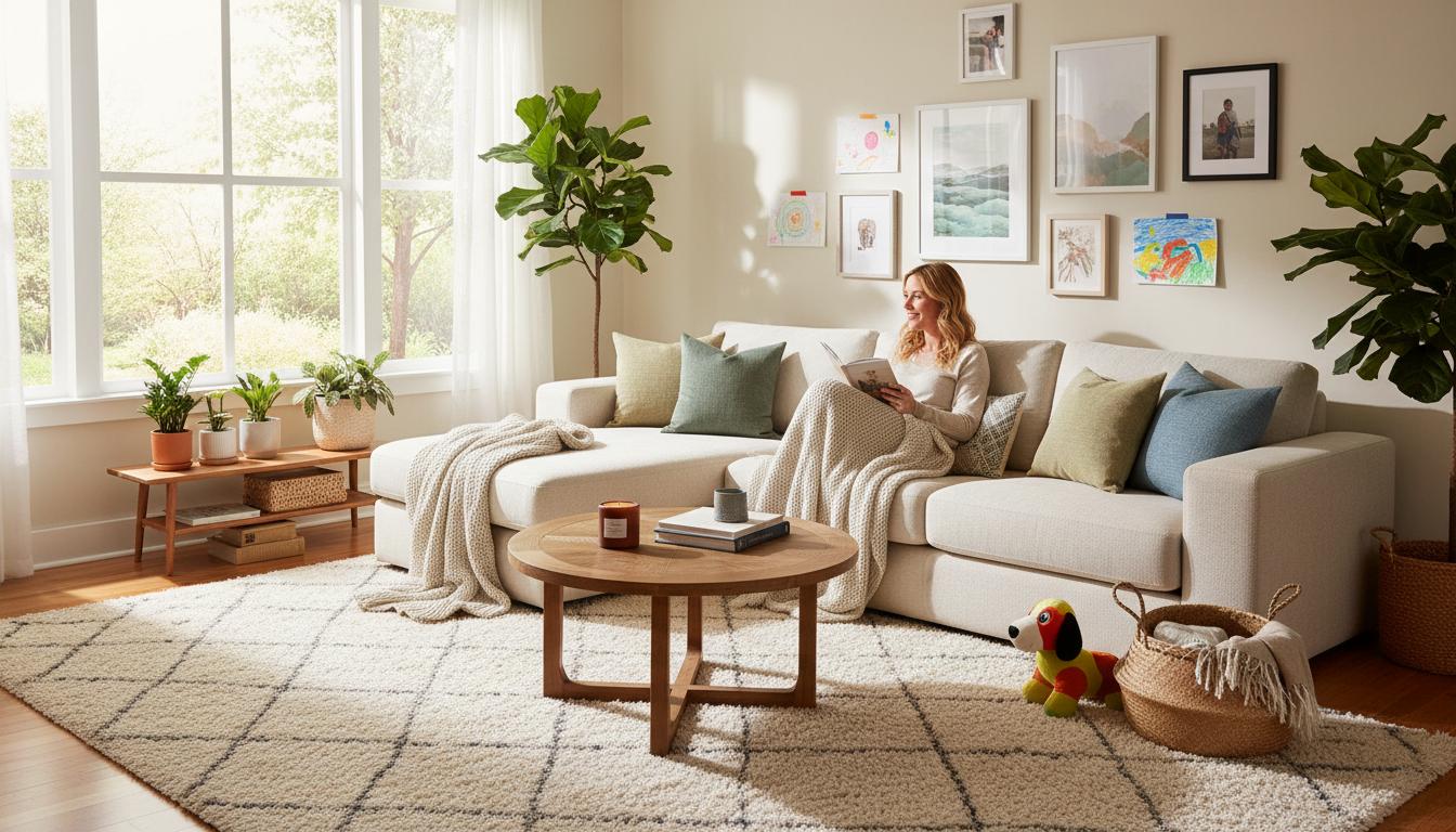 Person relaxing in clean home